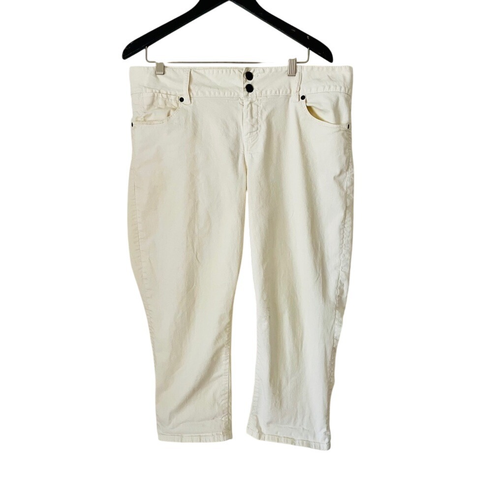 Talbots Signature Off White Denim Crop Jeans Size 16‎ Mid Rise